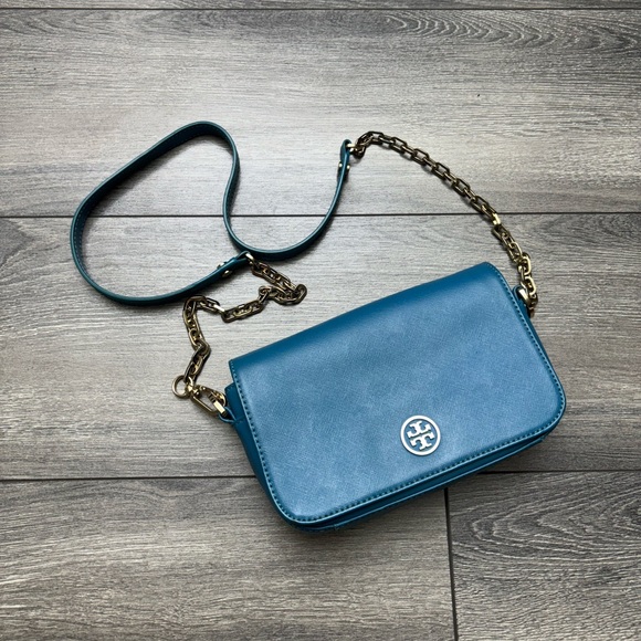 Tory Burch Handbags - Tory Burch • Teal Blue “Robinson” Crossbody Bag